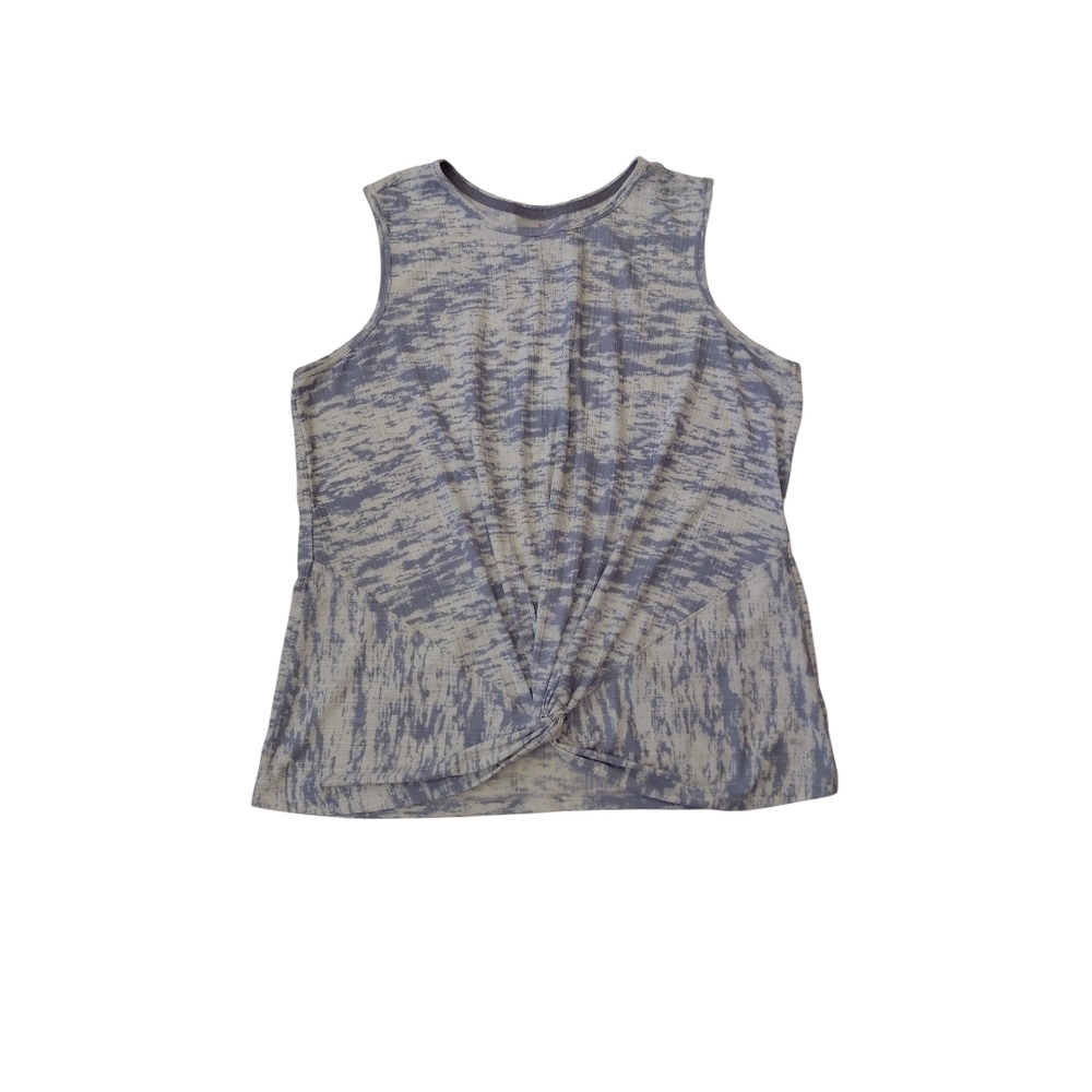 Chic Sleeveless Twist Tank Top - Blue and White